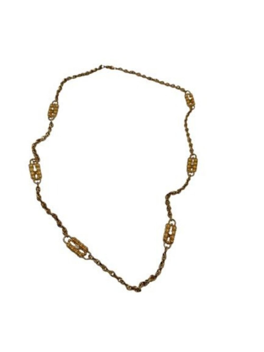 VTG Camrose & Kross Jacqueline Kennedy JBK Paperclip Station Chain Necklace  35”